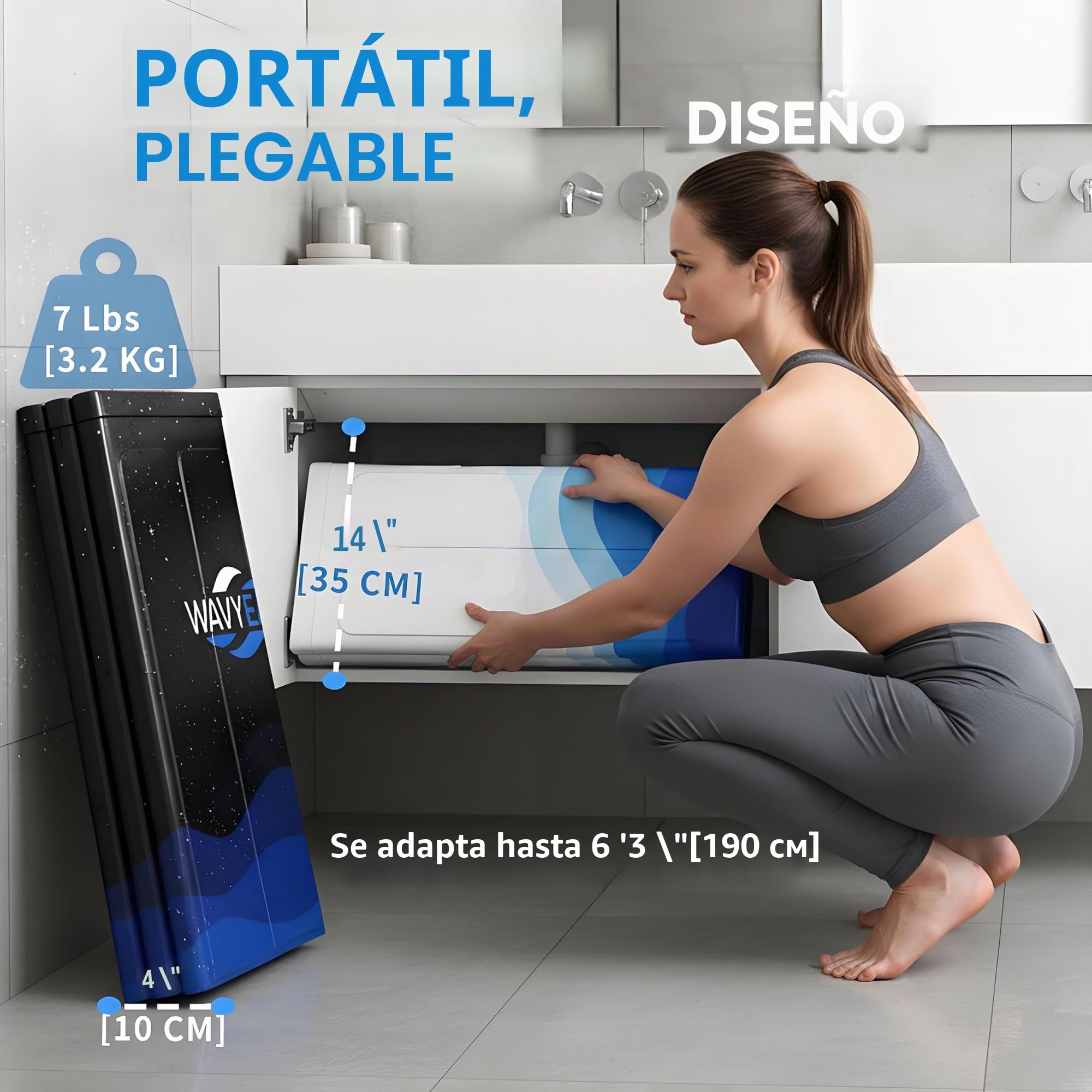 WAVYEASE Nueva Bañera Portátil Adultos（Ø80 x 65cm） - Inmersión Fría Plegable para Recuperación Muscular - Uso en Ducha/SPA Doméstico - Bañera Hielo Atletas (Blanca)
