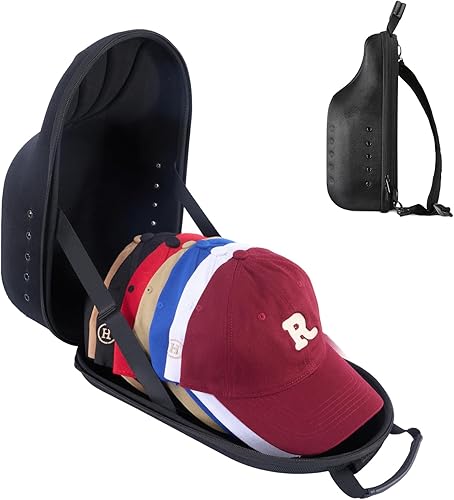 ProCase Estuche rígido de viaje para sombreros, bolsa de almacenamiento para 7-8 gorras de béisbol, organizador de sombreros con correa ajustable