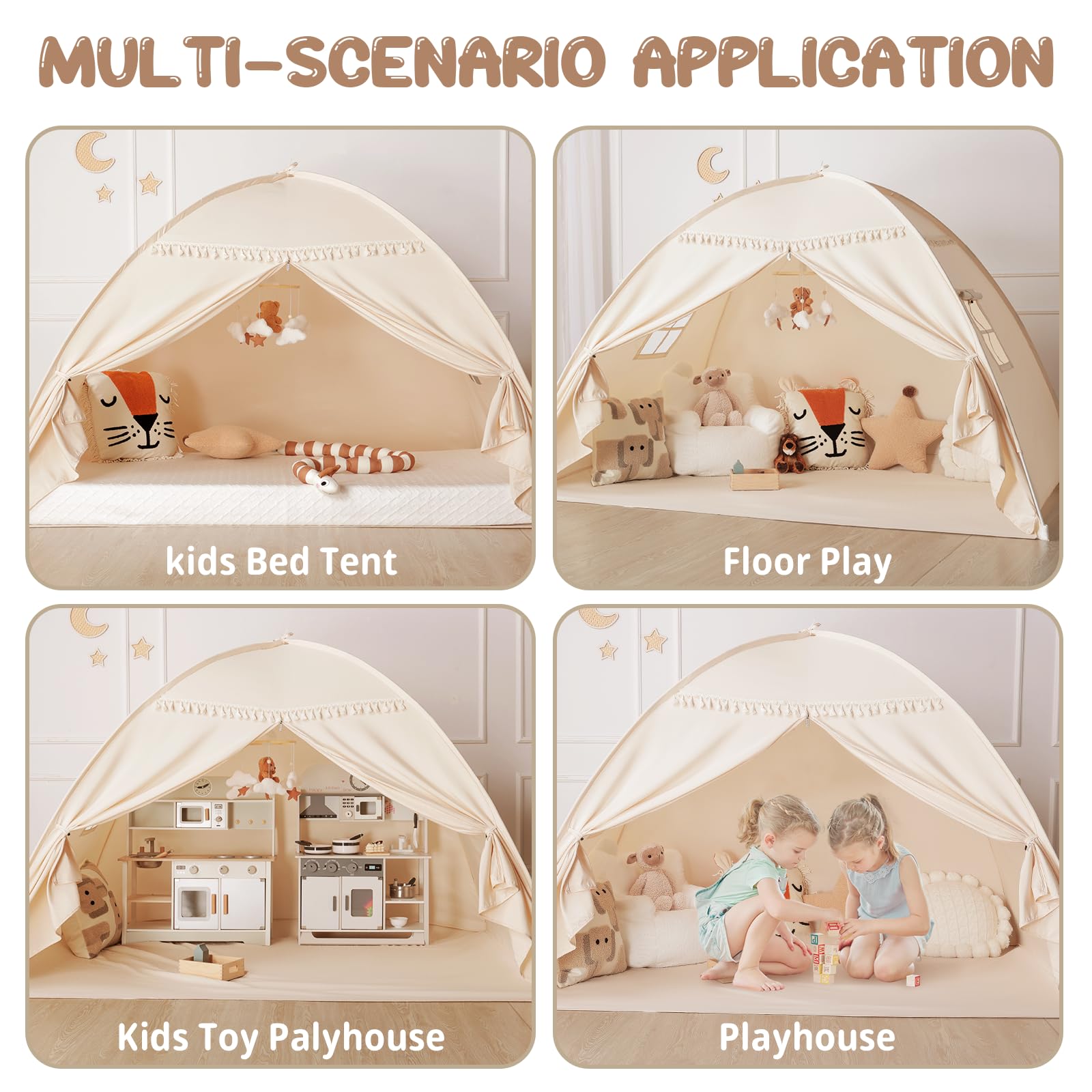 Sumbababy Tipi para Niños en Interiores: Tiendas de Campaña para Niños con Dosel Doble, Tipi para Niños y Niñas, Casa de Juegos para Bebés en el Interior para Dormir para Sala de Juegos
