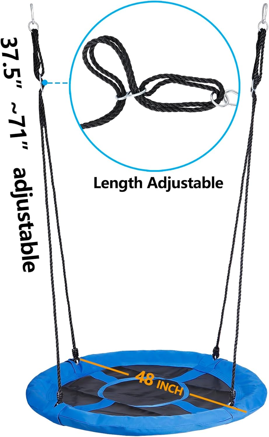 ZENY 48 Inch Sauce Tree Swing for Kids Adults, Round Swing Platform for Outdoor, Playground, Adjustable Hanging Ropes