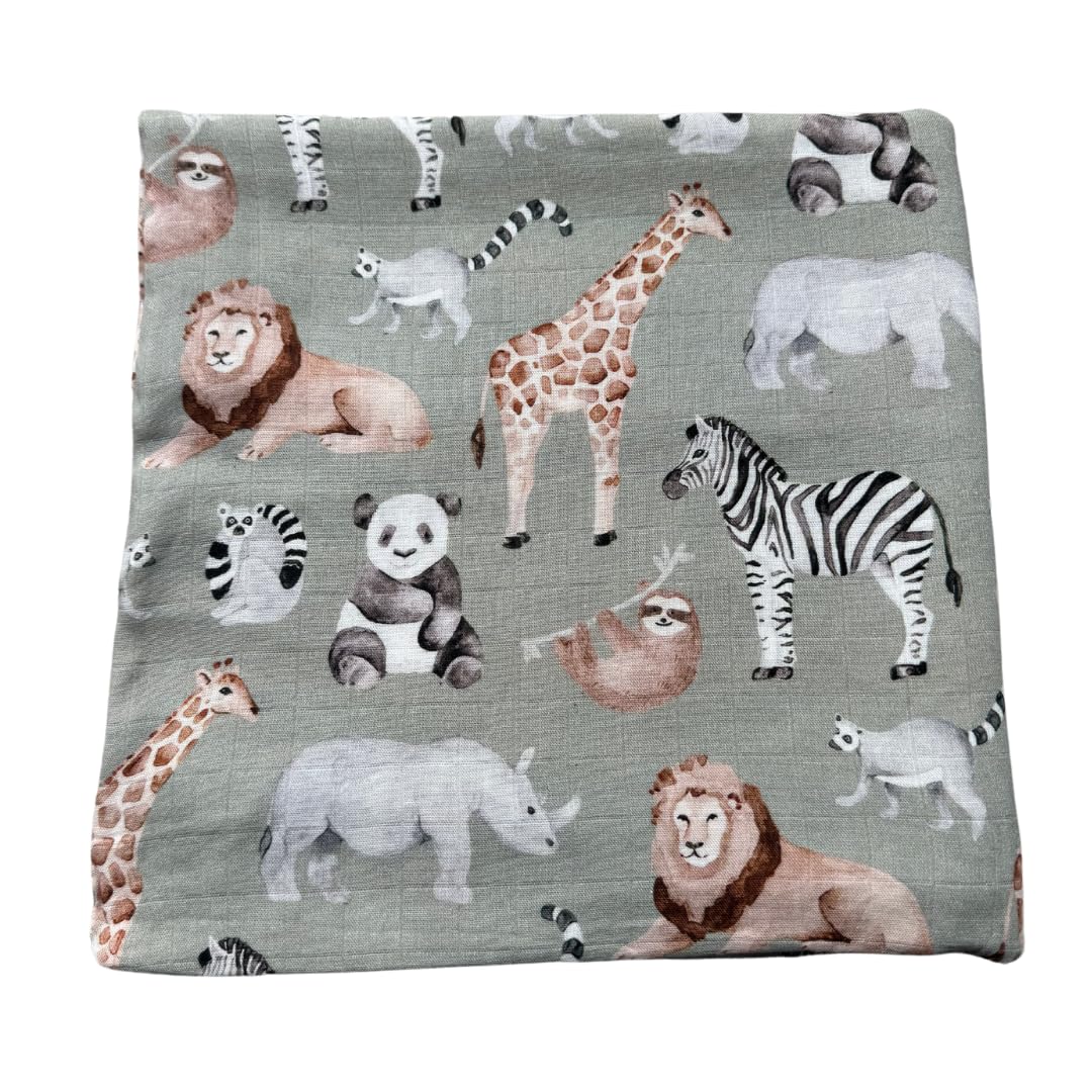 Baby J's, Sage Safari, Bamboo Muslin Swaddle Blanket, X-Large Blankets for Babies and Toddlers - Image 2