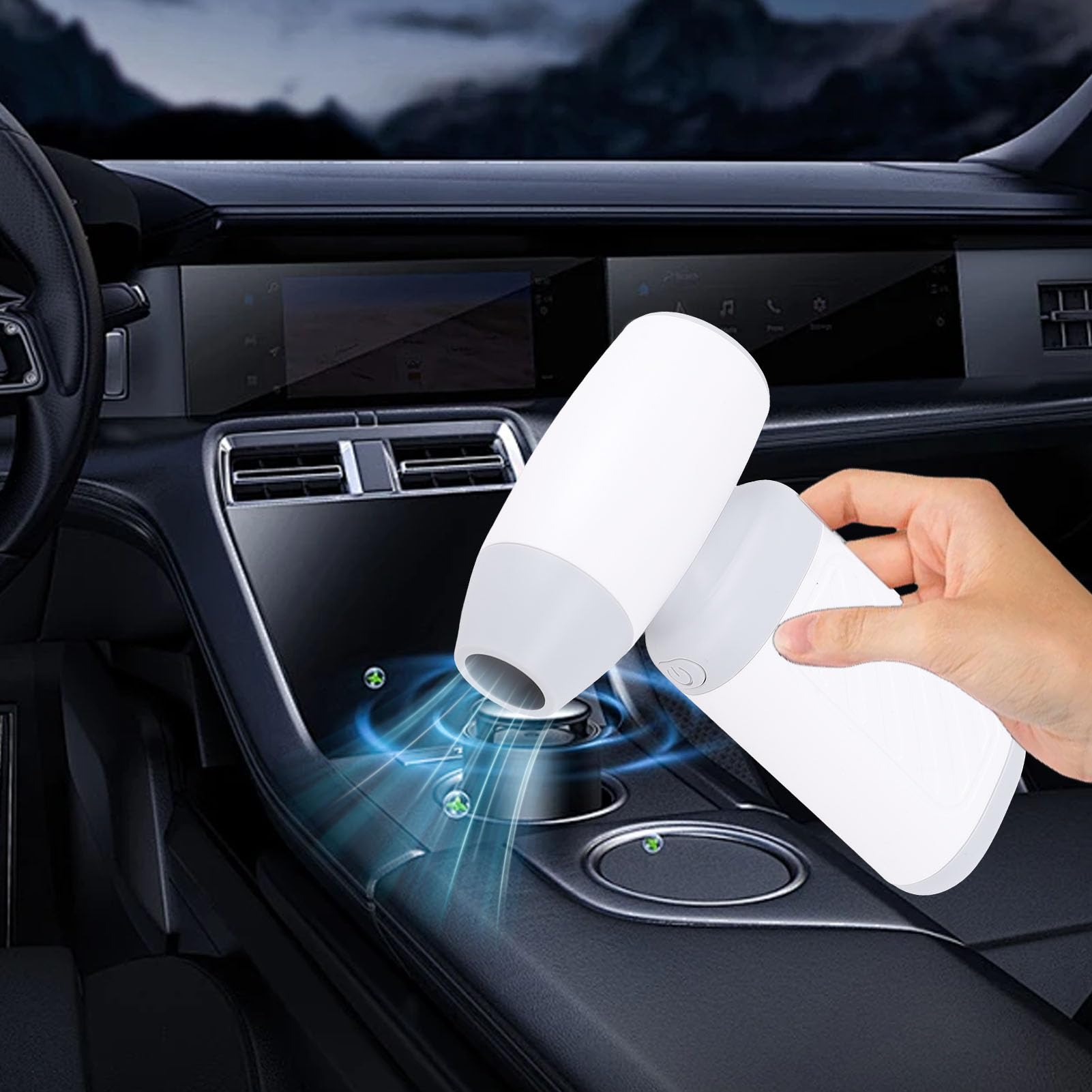 Plumero de Aire Comprimido, Soplador de Aire Eléctrico de Flujo de Ajustable de 130000 RPM con Batería Recargable de 4000 MAh para Limpieza de Teclado de Computadora (WHITE)