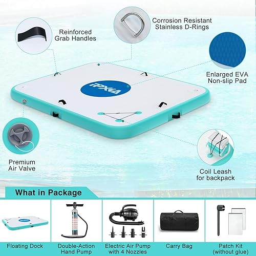 Miniatura 5 de Inflatable Dock- Floating Docks for Lakes 10ft 6ft 8ft 5ft, Inflatable Water Mat Island Float Blow Up Platform for River, Pool, Ocean