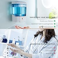 Vista 5 de Soap Dispenser Wall Mount, Automatic Hand Sanitizer Dispenser 600ml Gel n Liquid Touchless Commercial Wall Soap Dispenser for Bathroom,White-600ml