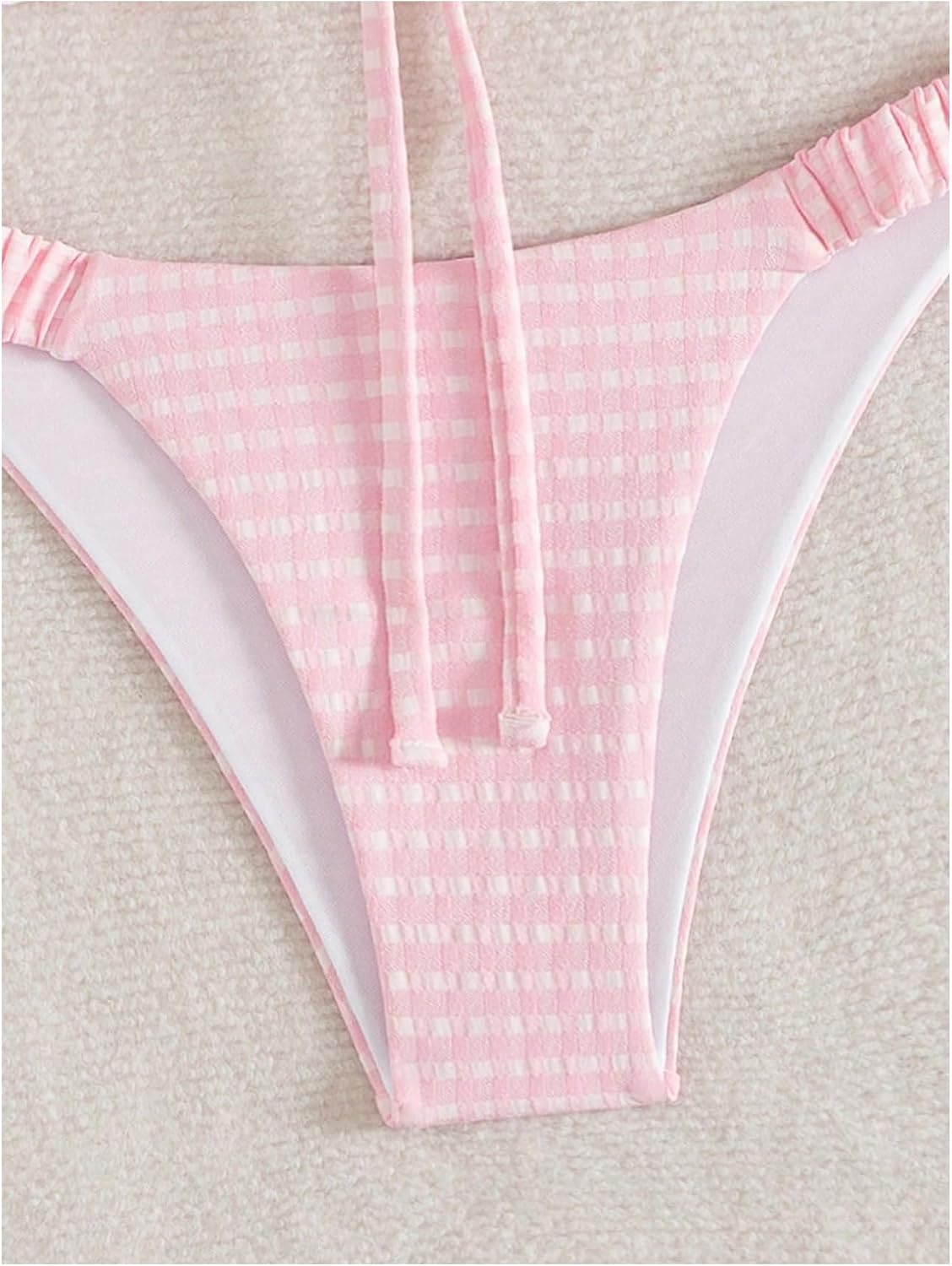 GORGLITTER Women's 2 Piece Swimsuit Summer Sexy Gingham Checkered Bikini Sets High Waisted Triangle Thong Bathing Suits