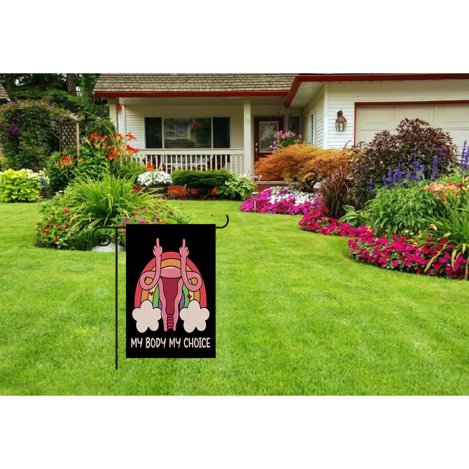 My Body My Choice Gartenflagge – Doppelseitig, 30,5 X 45,7 Cm, Feministisches Statement Für Terrasse & Garten