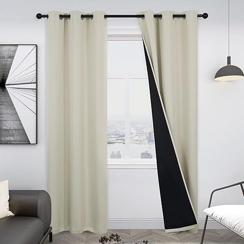 Miniatura 1 de Deconovo - Cortinas opacas de doble capa aislantes y térmicas para dormitorio habitación de los niños sala de estar o patio con ojales