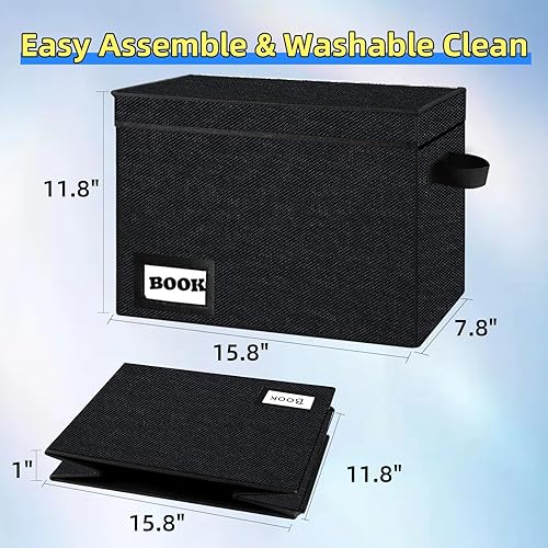 Miniatura 4 de Paquete de 2 cajas de almacenamiento de cómics, organizador protector de cómics de colección, 15.8 x 7.8 x 11.8 pulgadas, caja corta plegable para