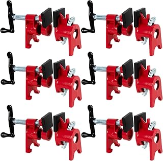 ATPEAM 3/4'' Wood Gluing Pipe Clamp Set with Protective Pads (6, Red)