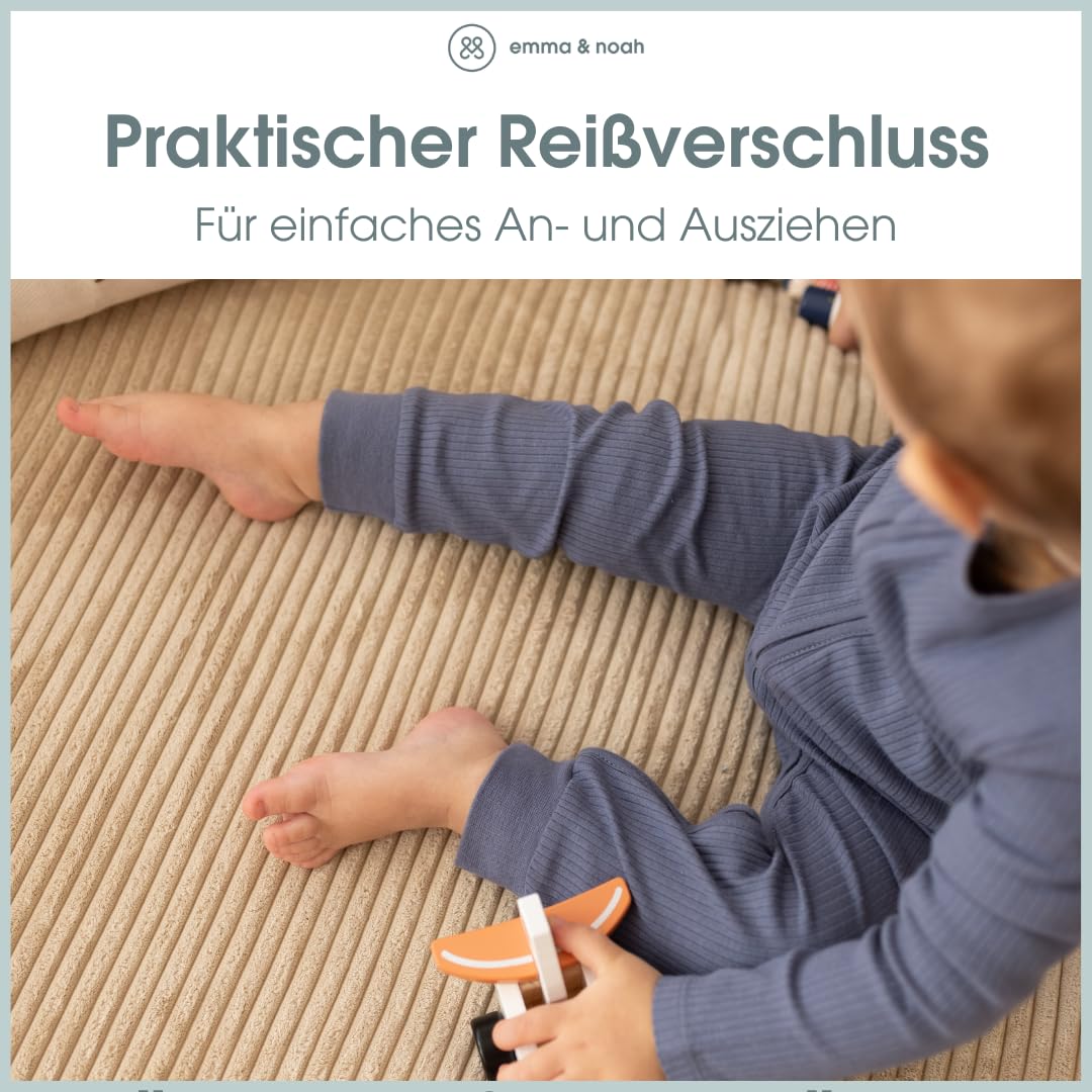emma & noah Baby Schlafanzug, Weicher & Atmungsaktiver Strampler für Neugeborene, Oeko-TEX Zertifiziert, Langarm Pyjama mit Reißverschluss für Jungen & Mädchen, Ohne Füße
