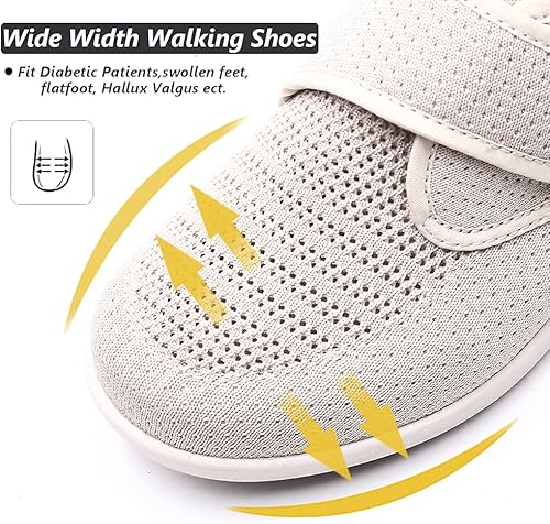Vista 2 de W&LESVAGO Zapatos para diabéticos de ancho ancho para mujer, transpirables, antideslizantes, ligeros, ajustables, fáciles de poner y quitar