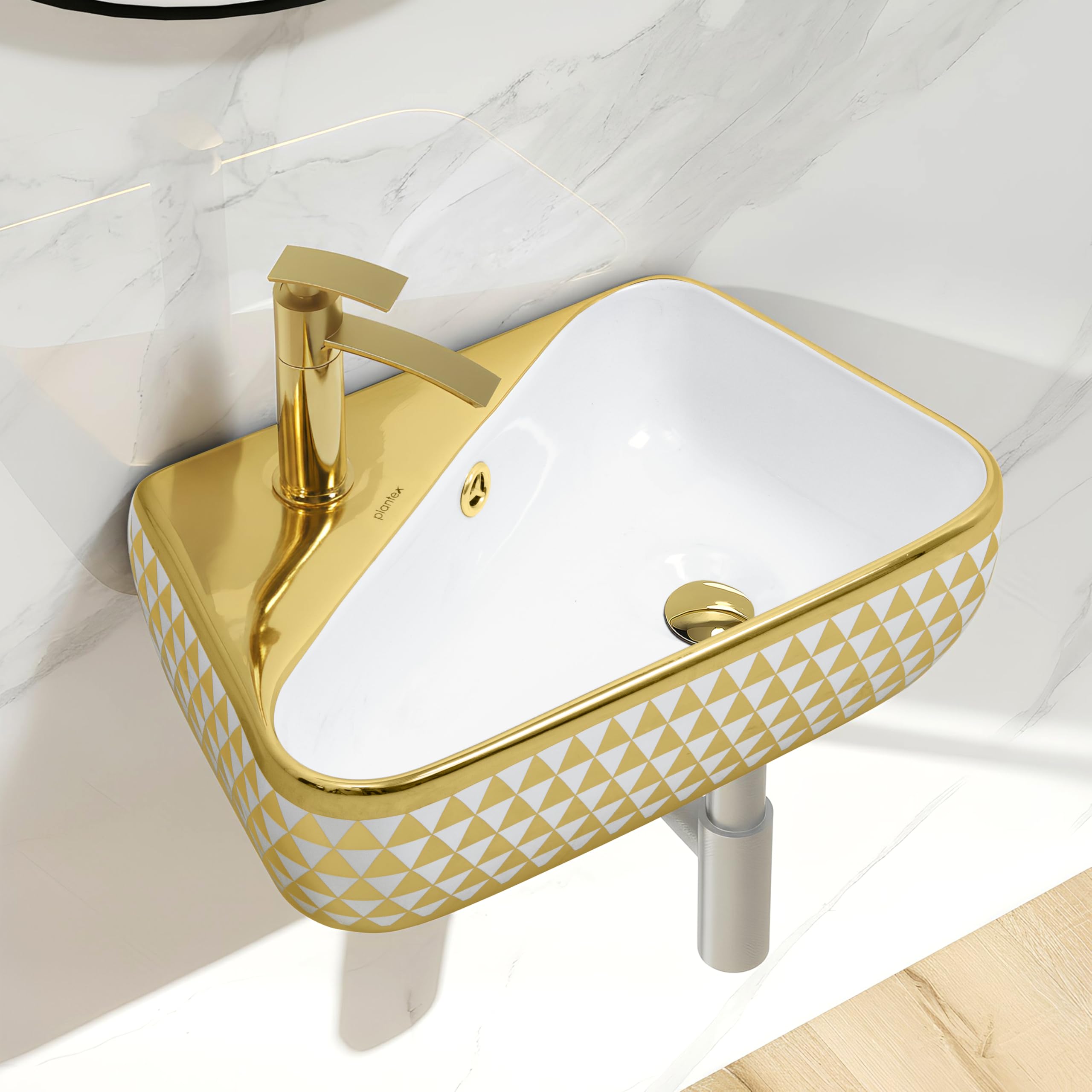 Plantex Orchid Ceramic Wash Basin - Wall Mounted Sink -19
