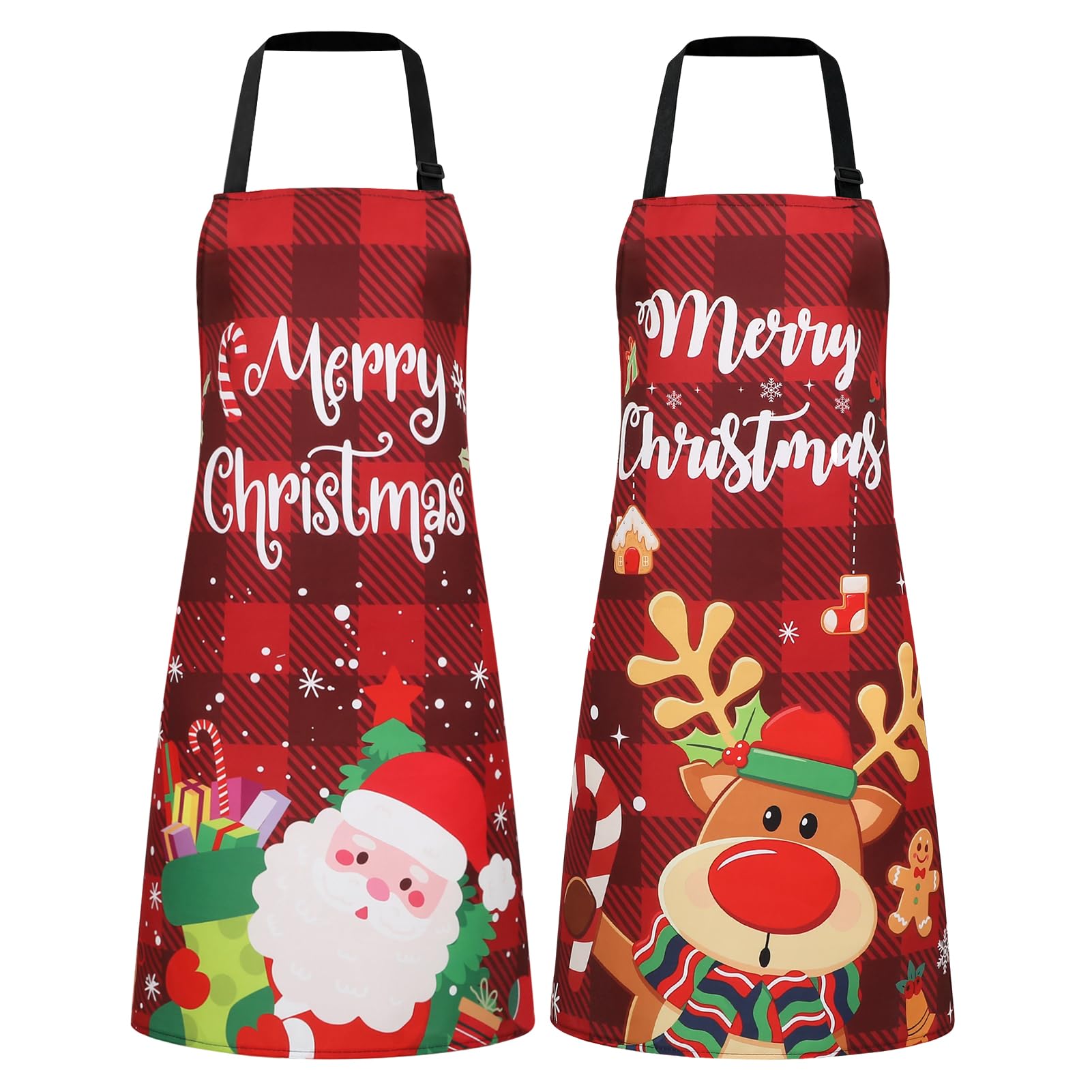2 PCS Christmas Aprons for Women Men, Waterproof Cooking Apron Set — image 1