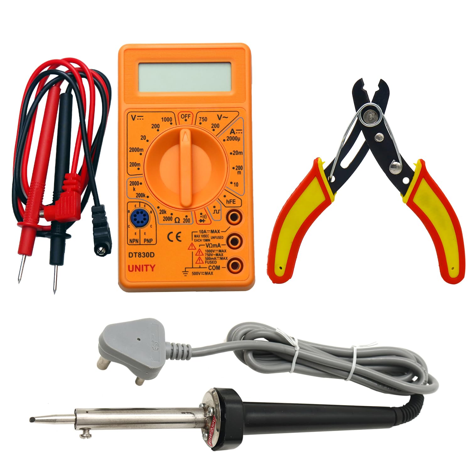 Electronic Spices 60Watt Soldering Iron Kit Set for Beginners with Digital Multimeter, Wire cutter (3 In 1 Combo) (B0CTFK7F56) Amazon Price History, Amazon Price Tracker