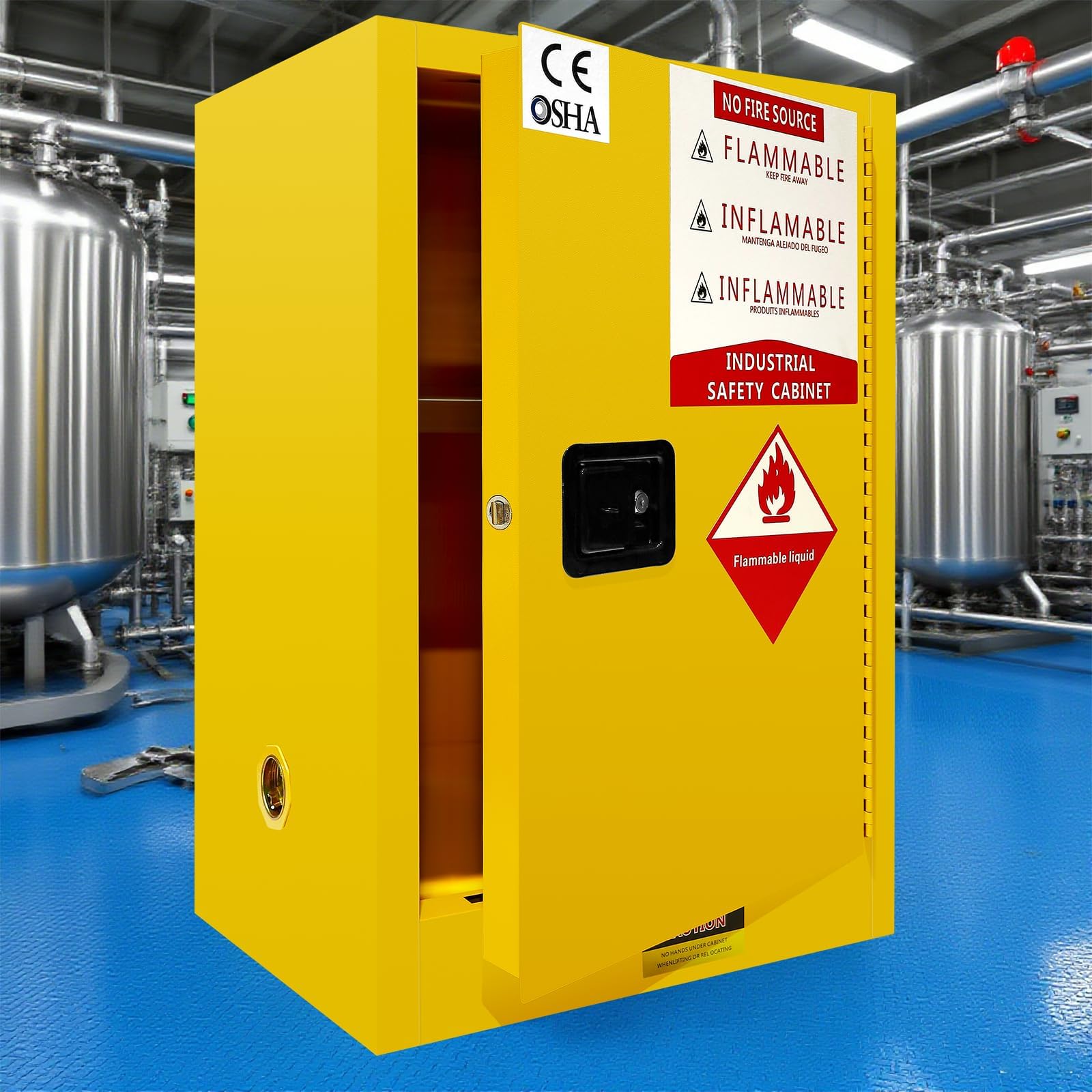 79 Gallon 38" H × 28" D × 24" W Flammable Cabine Liquid Storage Cabinet,Fireproof Steel Galvanized Steel Cabinet, Flammable Storage Cabinet, Yellow