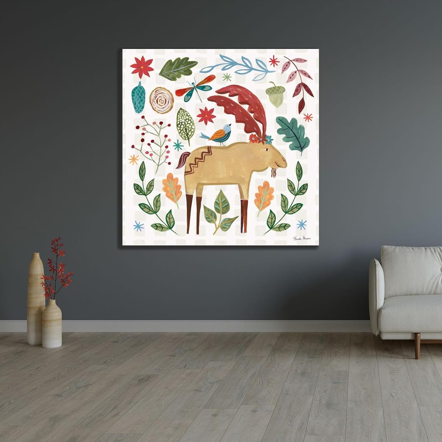 ArtDirect Whimsical Woodland IV Unframed Art Print Giclee Poster by Zaman, Farida - Ready for Framing with Customization Sizes 8x8, 11x11, 16x16, 24x24, 36x36, and 48x48 Inches