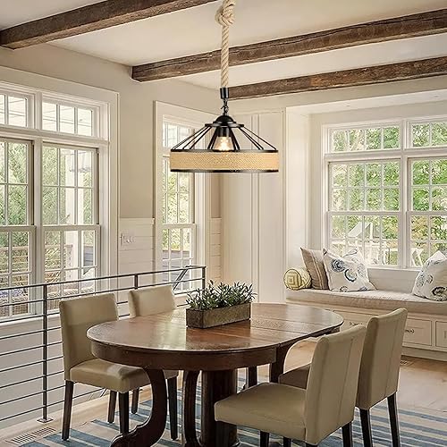 Miniatura 5 de Lámpara colgante de cristal transparente para isla de cocina, 1 luz moderna de madera, accesorio colgante de techo grande de 12 pulgadas para