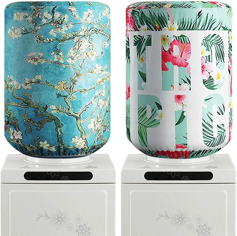 2 Pieces Water Dispenser Barrel Dust Cover for 5 Gallons Bottle, Reusable Fabric Dust Proof Cover for Water Cooler, Furniture Covers Protector Decor for Home Office,Flamingo