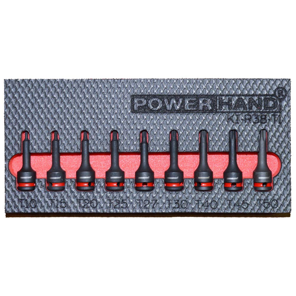Powerhand 3/8" Drive Torx Impact Socket Set T10-T50 In Foam Tray Ki-R38-T1