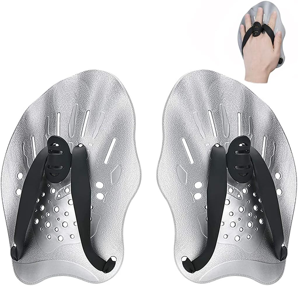 Swim Hand Paddles Training Power Plus Paddles Contour Paddle for Women and Men ( Grey ) : Sports & Outdoors