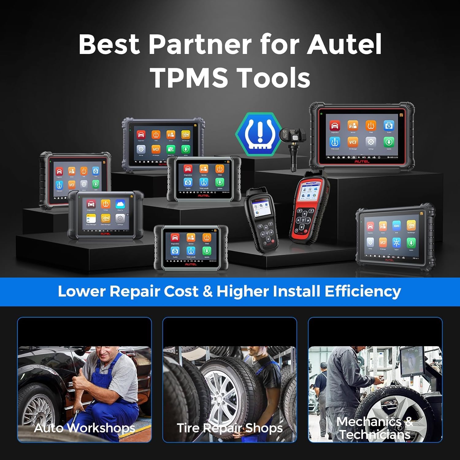 Autel TPMS Sensor MX-Sensor, Double Fréquence Capteurs TPMS pour 99% Voitures, Fonctionne avec TS508WF TS408S TS501Pro TS601, Niveau OE Programmable & Clonable TPMS Sensor (Valve en Caoutchouc, 4PCS)