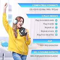 Vista 6 de DESOBRY CD Player Portable with Speakers & FM Transmitter, Rechargeable Compact CD Player for Car Built-in 2000mAh, Portable Player with LCD Screen