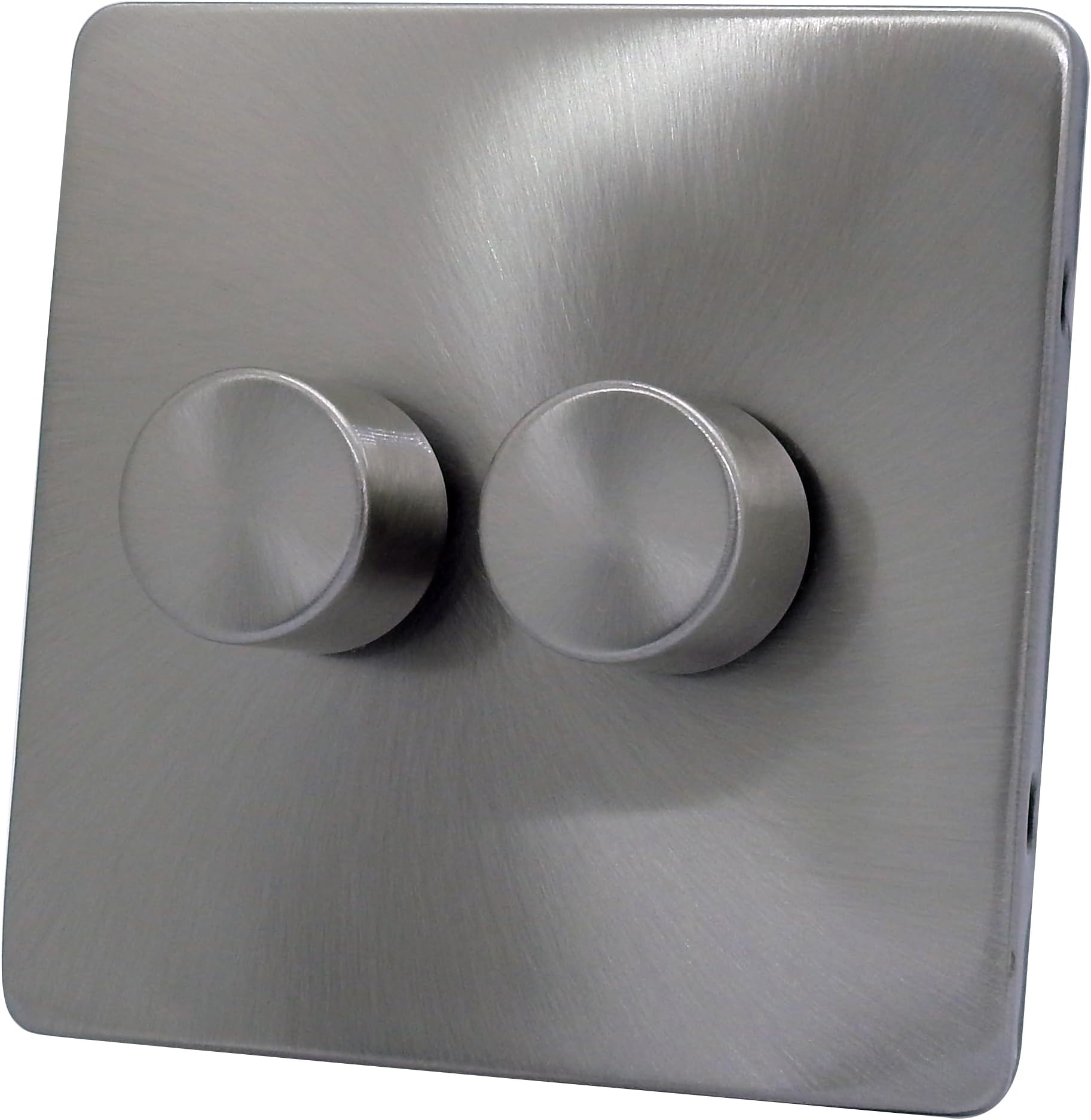 2 Gang 2 Way 400 Watt Dimmer Switch Satin Chrome Screwless Flat Plate Design