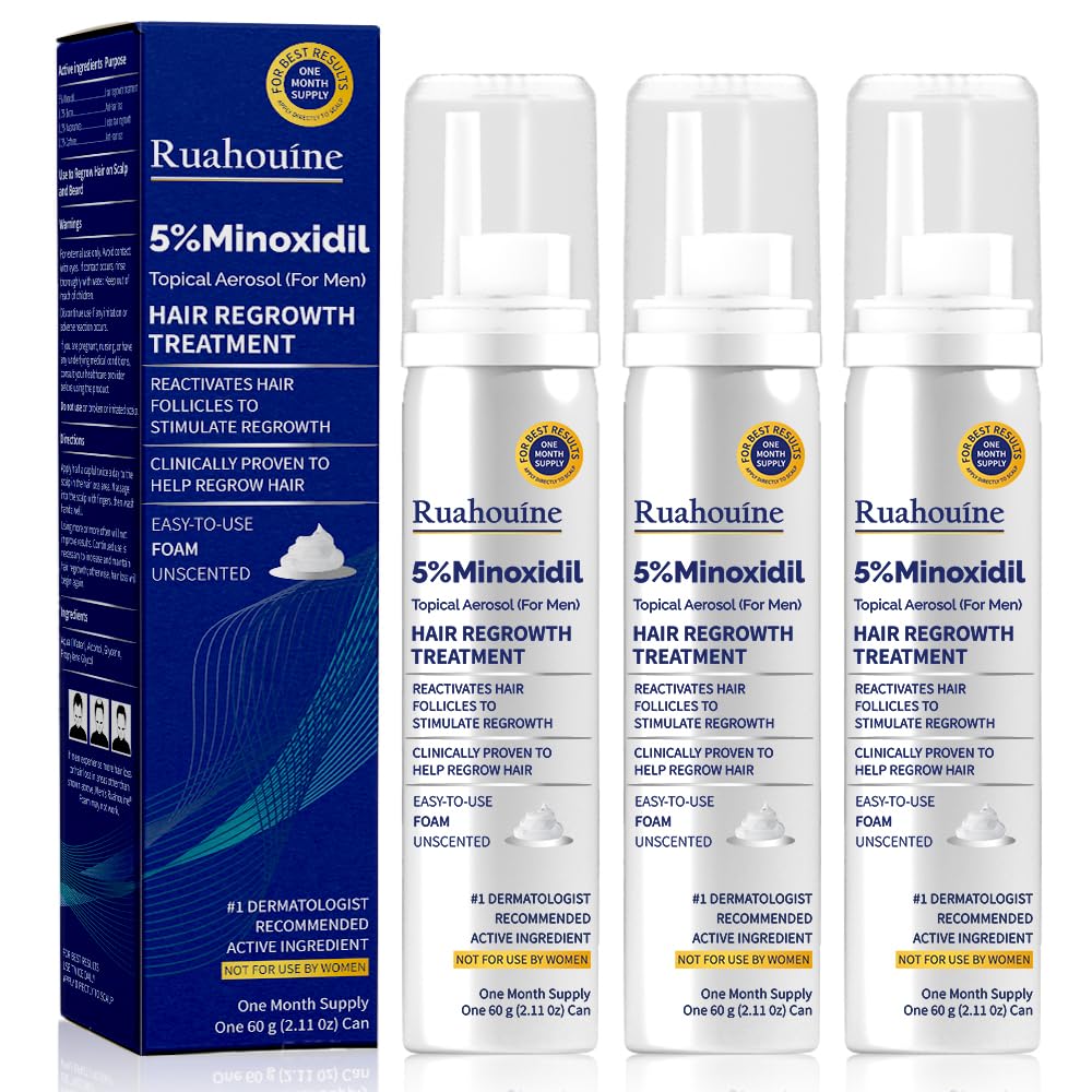 5 Minoxidil Foam for Hair Regrowth Topical Hair Loss Treatment for Men to Regrow Fuller Thicker Hair Rosemary