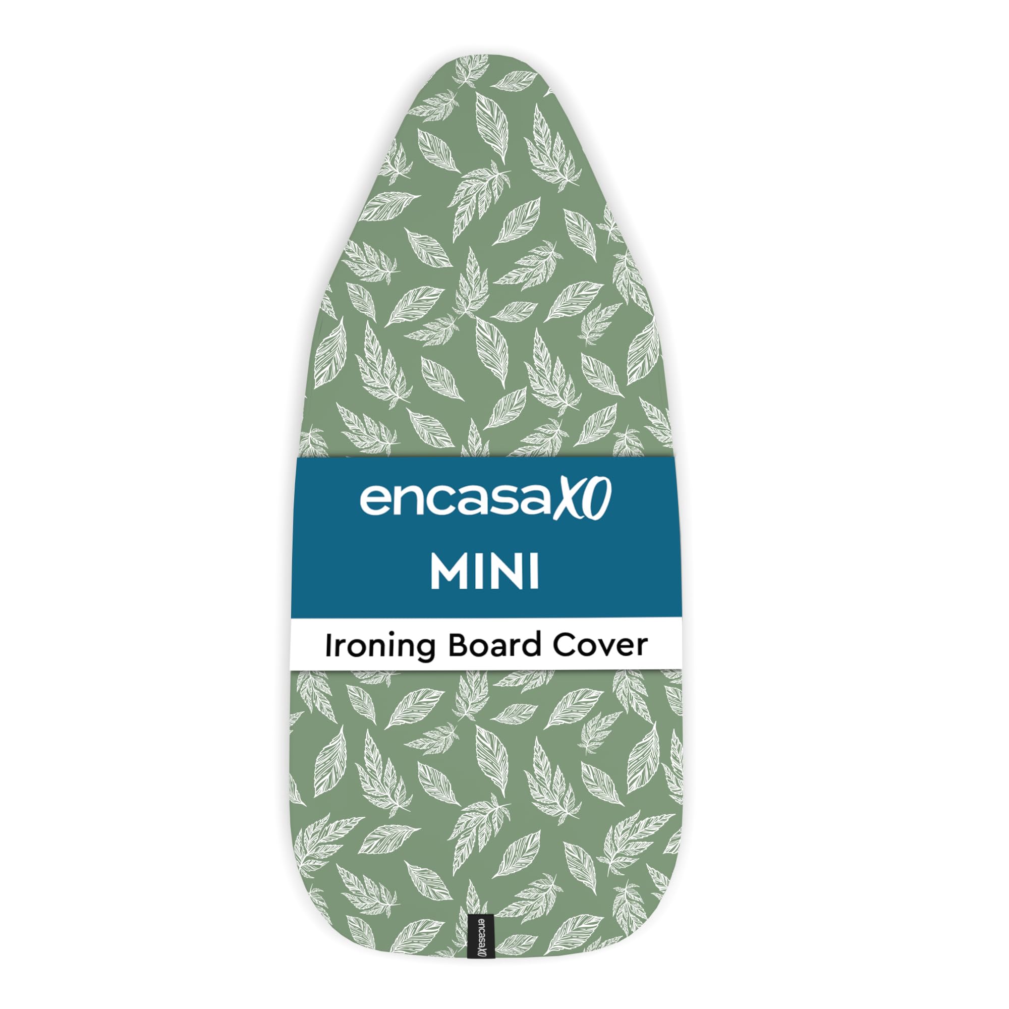 Encasa XO Ironing Board Covers and pad 72x30 cm- Thick 3mm Felt Padding, Drawstring Tightening & Lock, Heat Reflective, Scorch & Stain Resistant, for Mini Ironing Board - Big Leaves Green — image 1