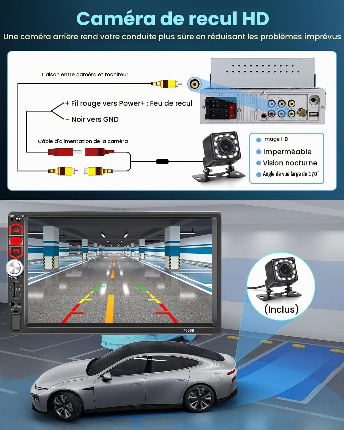 Autoradio 1 DIN 7" CarPlay Android Auto Bluetooth FM USB AUX