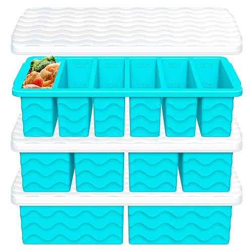 3-Pack Silicone Freezer Trays with Lid, Soup Freezer Container Molds