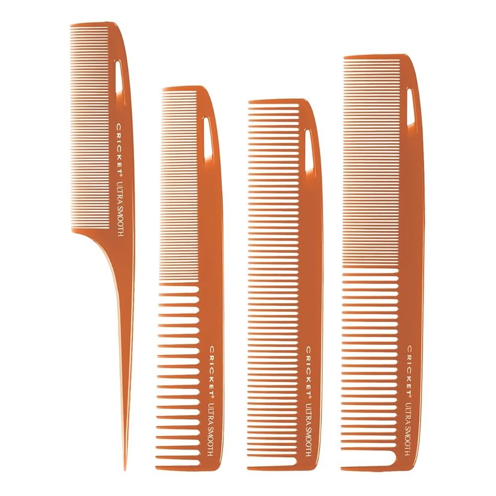 Cricket Ultra Smooth Hair Cutting and Styling Comb Set - Argan, Olive Oil, and Keratin Infused Combs - Frizz Control, Shine Enhancement, and Manageability