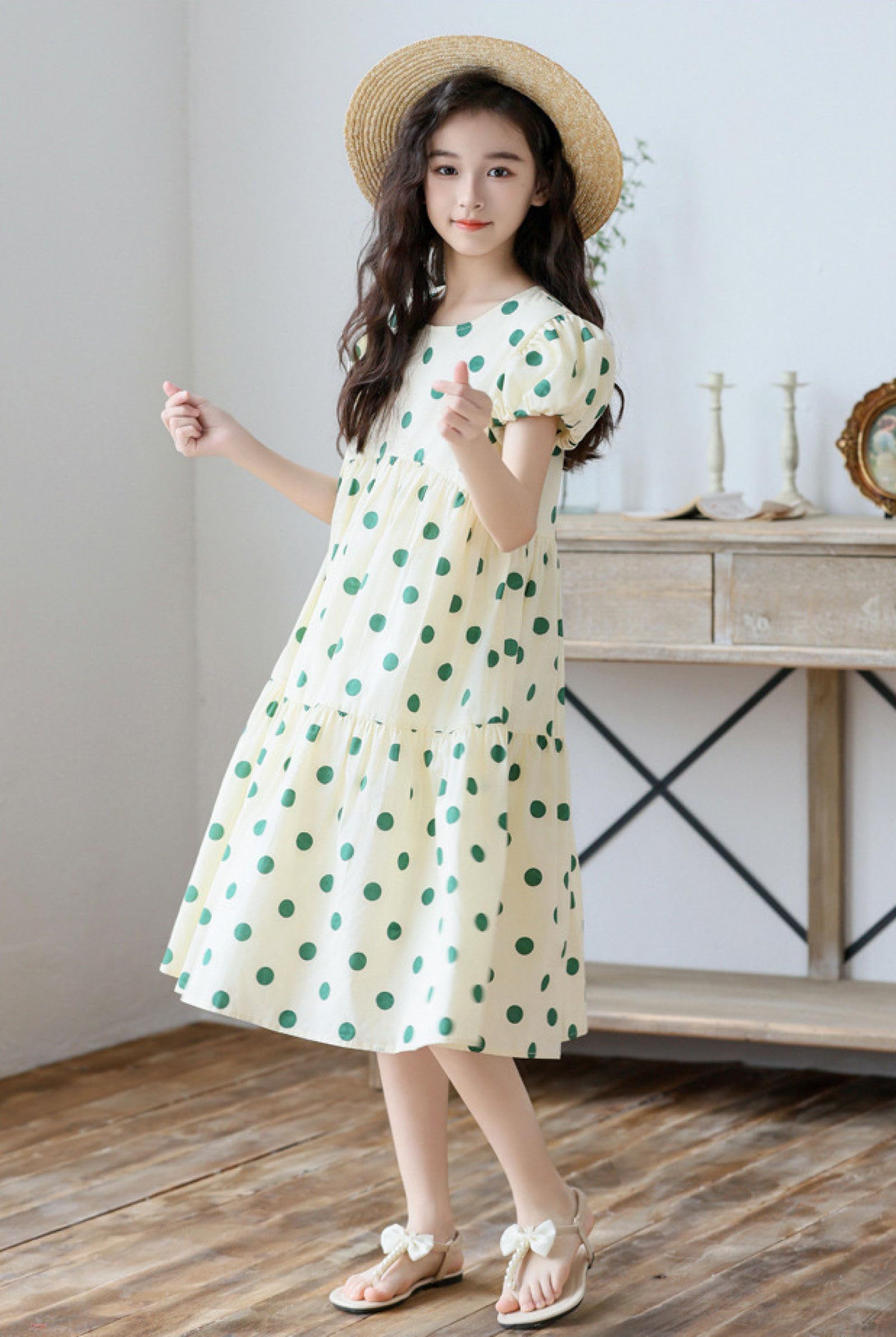 Dziewczęce sukienki w kształcie litery A okrągłe sukienki w stylu casual, imprezowa, dziewczęca letnia sukienka Boho Beach Casual Smocked Maxi sukienki 6-16 lat