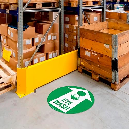 Miniatura 7 de Adhesivo adhesivo antideslizante para suelo de 10 x 10 pulgadas, diseño de lavado de ojos y gráfico, fabricado en Estados Unidos