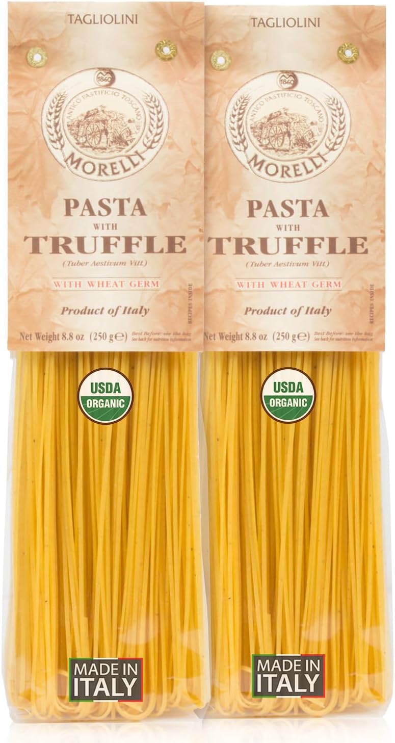 Morelli Truffle Tagliolini Italian Pasta - Gourmet Organic Pasta Noodles Handmade in Small Batches, Imported Italian Noodles Made with Durum Wheat Semolina - 8.8 oz / 250 g (2 Pack)