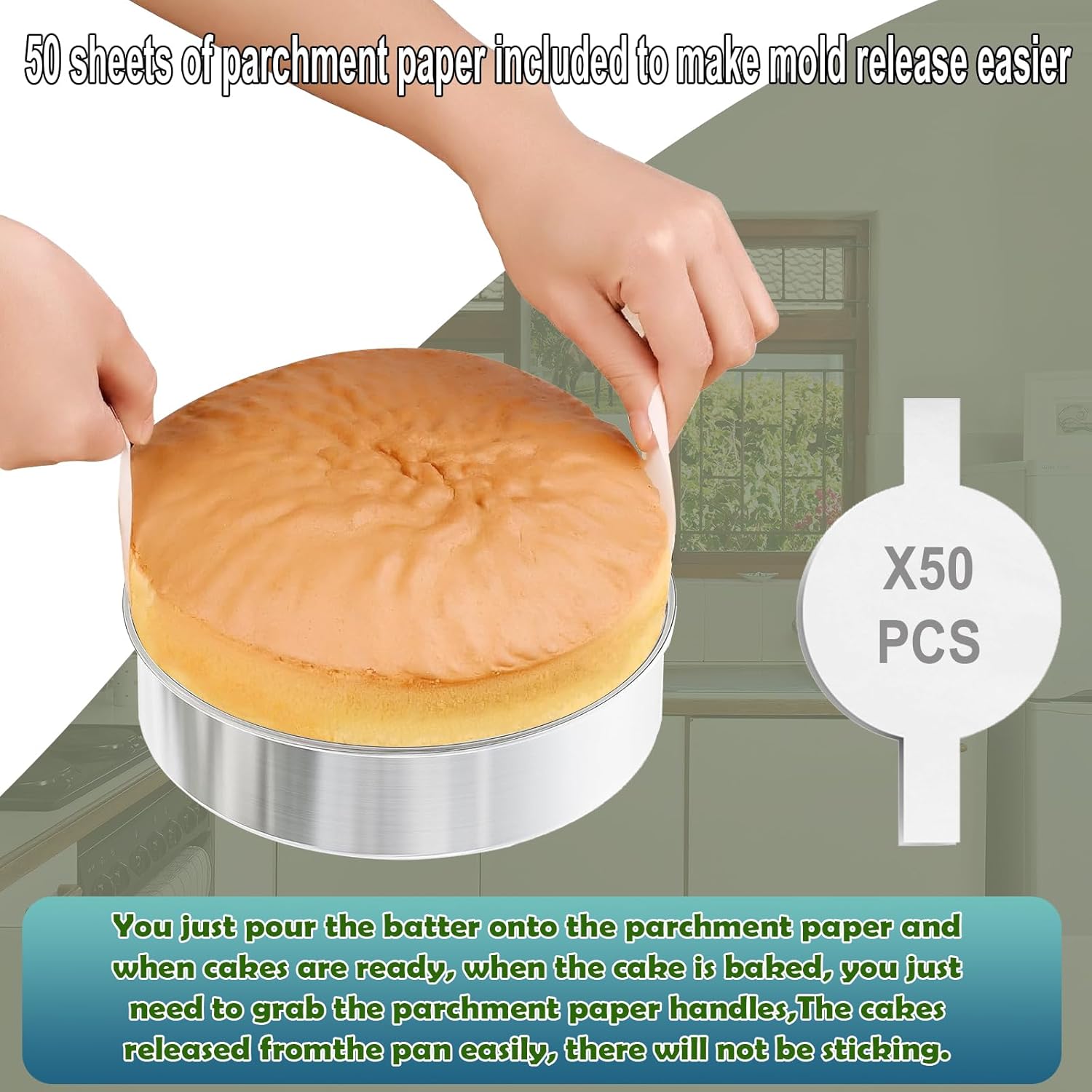 8 Inch Round Cake Pans Set of 2, Stainless Steel Round Layer Cake Baking Pans, for Birthday Wedding, Leak-proof Easy Clean, Mirror Finish Dishwasher Safe - Image 6