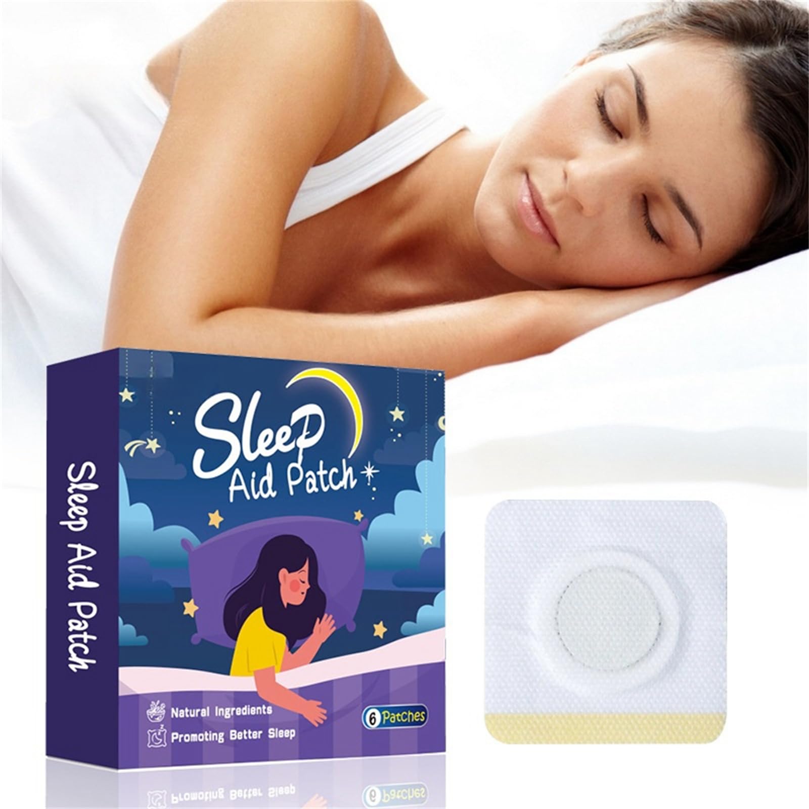 POSICHESleep Aid Patches 6-Piece Herbal Sleep Aid Patches Enhance Sleep Quality, Promotes Restful Sleep, Sleep Care Solution, Relieves Fatigue, Natural Sleep Assistance, Convenient and Discreet
