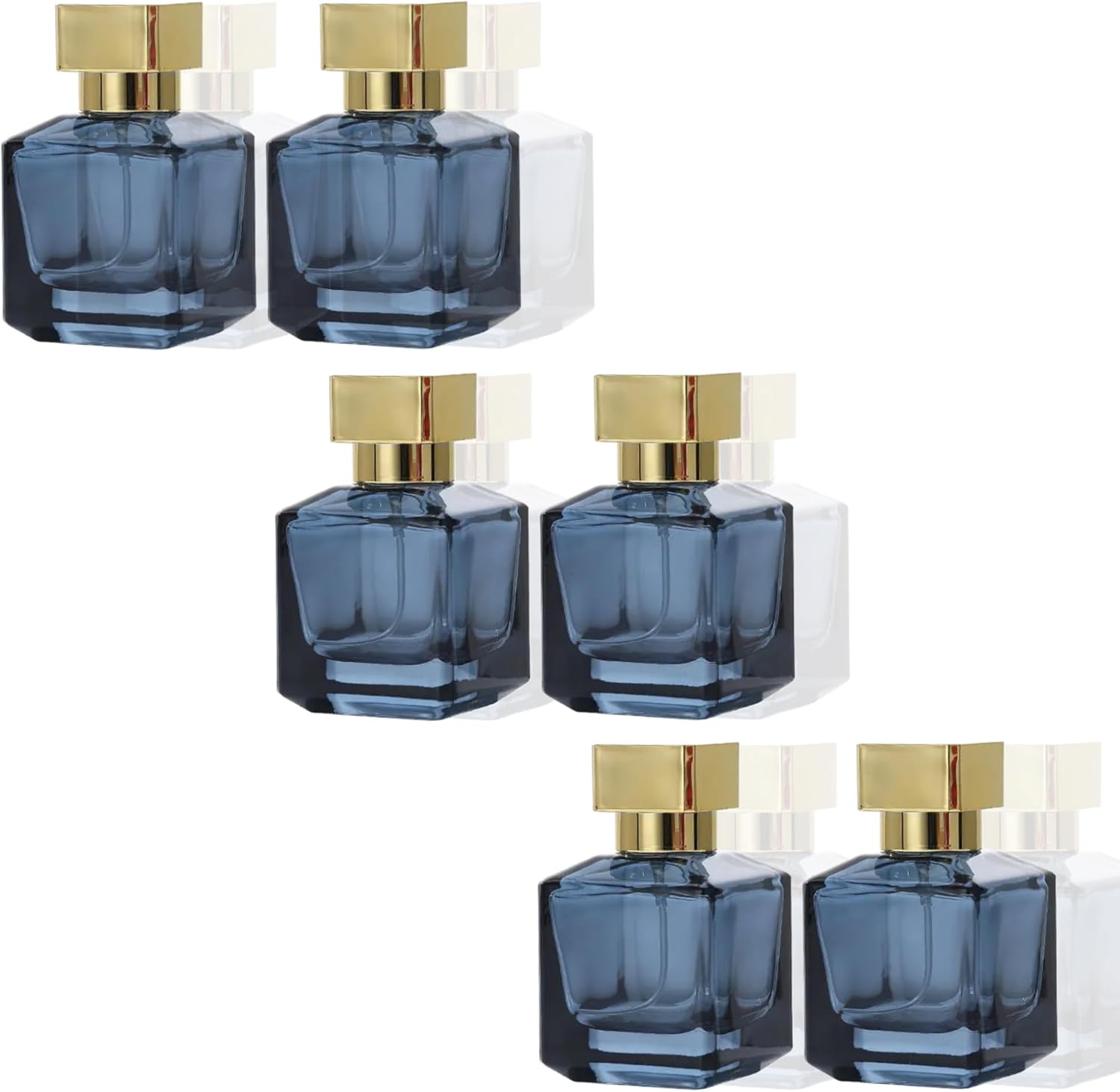 Equivalence Pack 6 Bottles Baccarat 540 Style | 1.7oz Empty Thick Glass Refillable Containers | Luxury Atomizer Vials | Perfume Bottle with Elegant Gold Cap | Stylish Storage for Cologne | Red 50ml