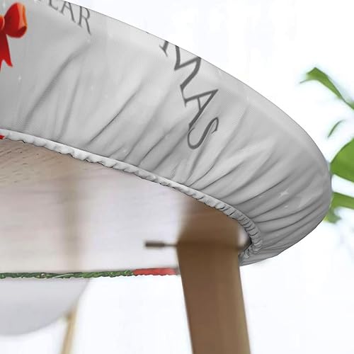 Miniatura 6 de Delerain Mantel redondo ajustable de bolas de Navidad, mantel redondo impermeable con borde elástico, lavable, para interiores y exteriores, se