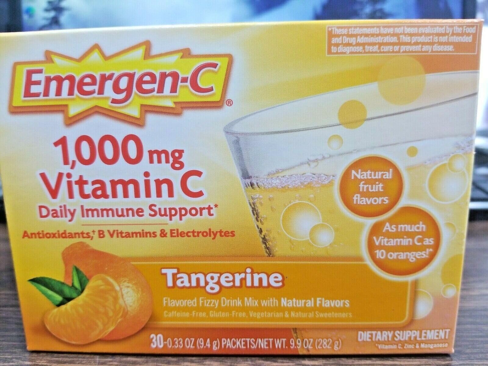 Emergen-C Vitamin C Tangerine Flavored Drink Mix 30 Packets, 0.33 oz