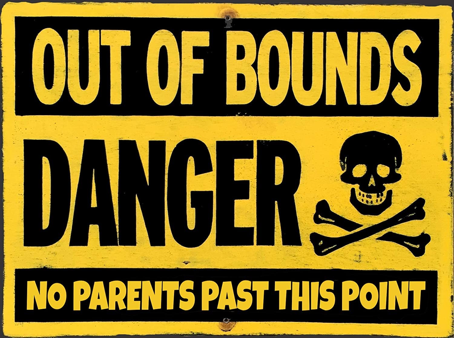 Out Of Bounds Warning Hazard Kids Teenager Door Vintage Retro Man Cave Bar Pub Shed Novelty Gift Aluminium Metal Tin Wall Décor Sign