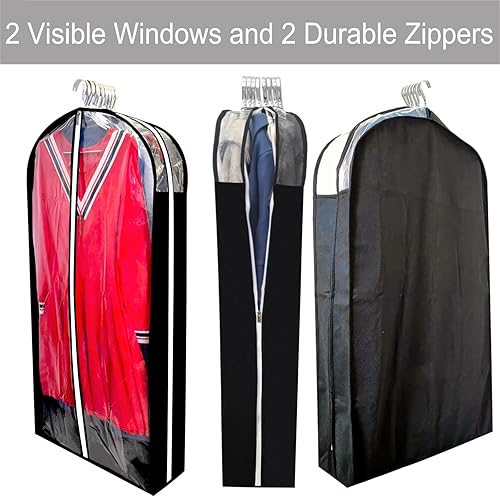 Miniatura 2 de Bolsas de vestir para vestidos largos con refuerzo de 6.3 pulgadas, bolsas transparentes de 50 pulgadas a prueba de polillas para colgar ropa,