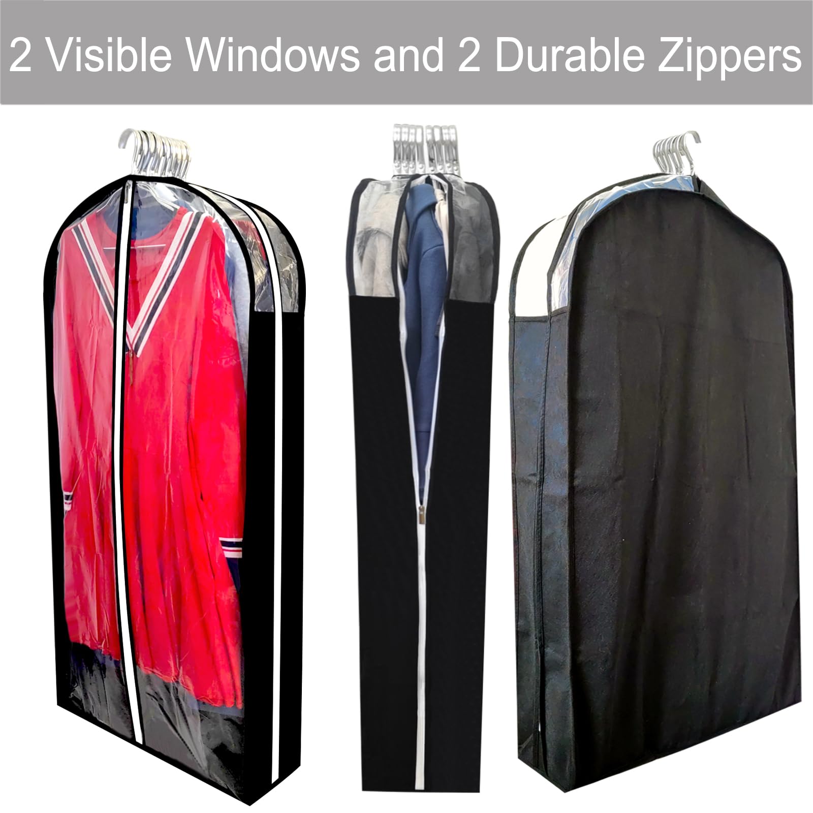3 Transparente Kleidersäcke Mit Reißverschluss – 61x127 Cm, Mit 16 Cm Zwickel, Mottensicher & Atmungsaktiv
