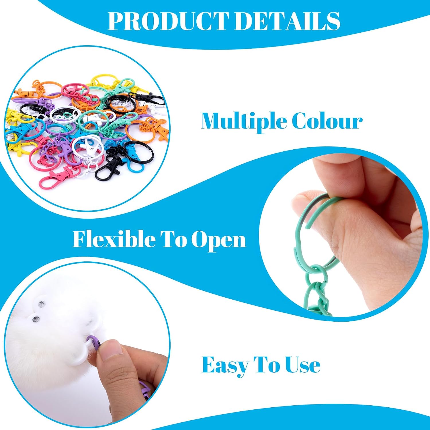 16pcs Swivel Snap Hook with Keyrings, B Style, 8 Colors image 3