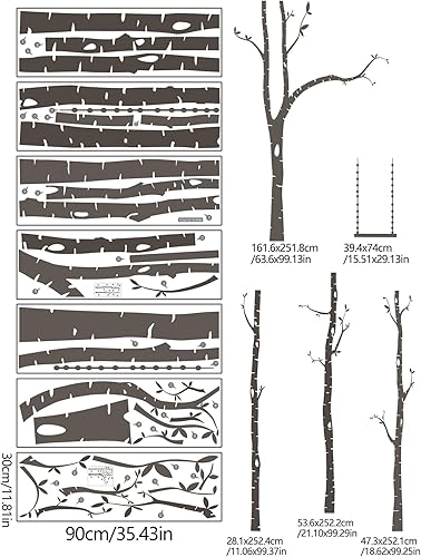 Miniatura 7 de Yeysynana Calcomanías de pared de hojas verdes, hojas colgantes, mariposas y flores, murales de pared extraíbles con diseño floral de vid para