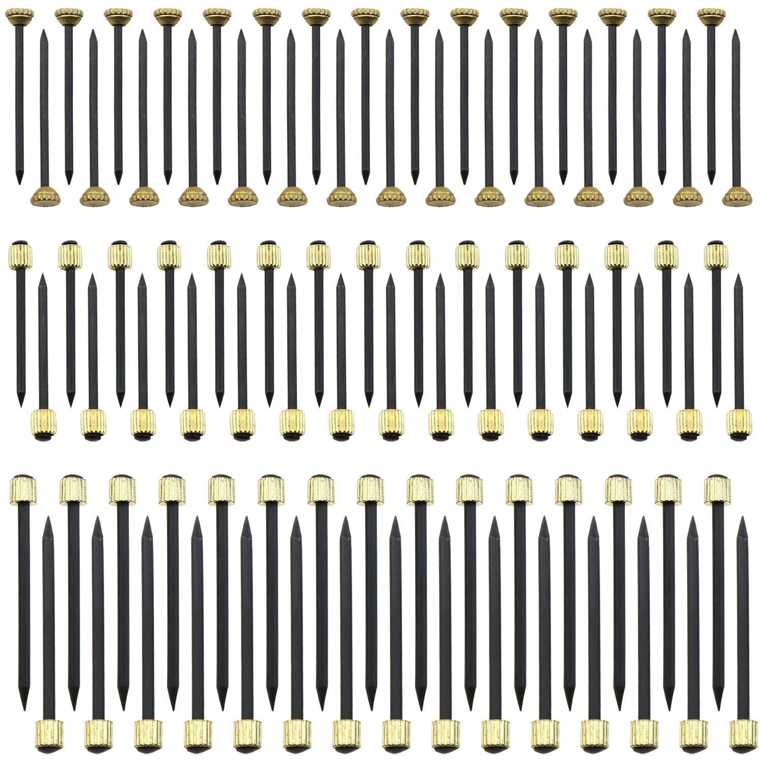 Kit accroche tableau 90 pièces avec clous en acier noir et têtes en laiton 3 tailles