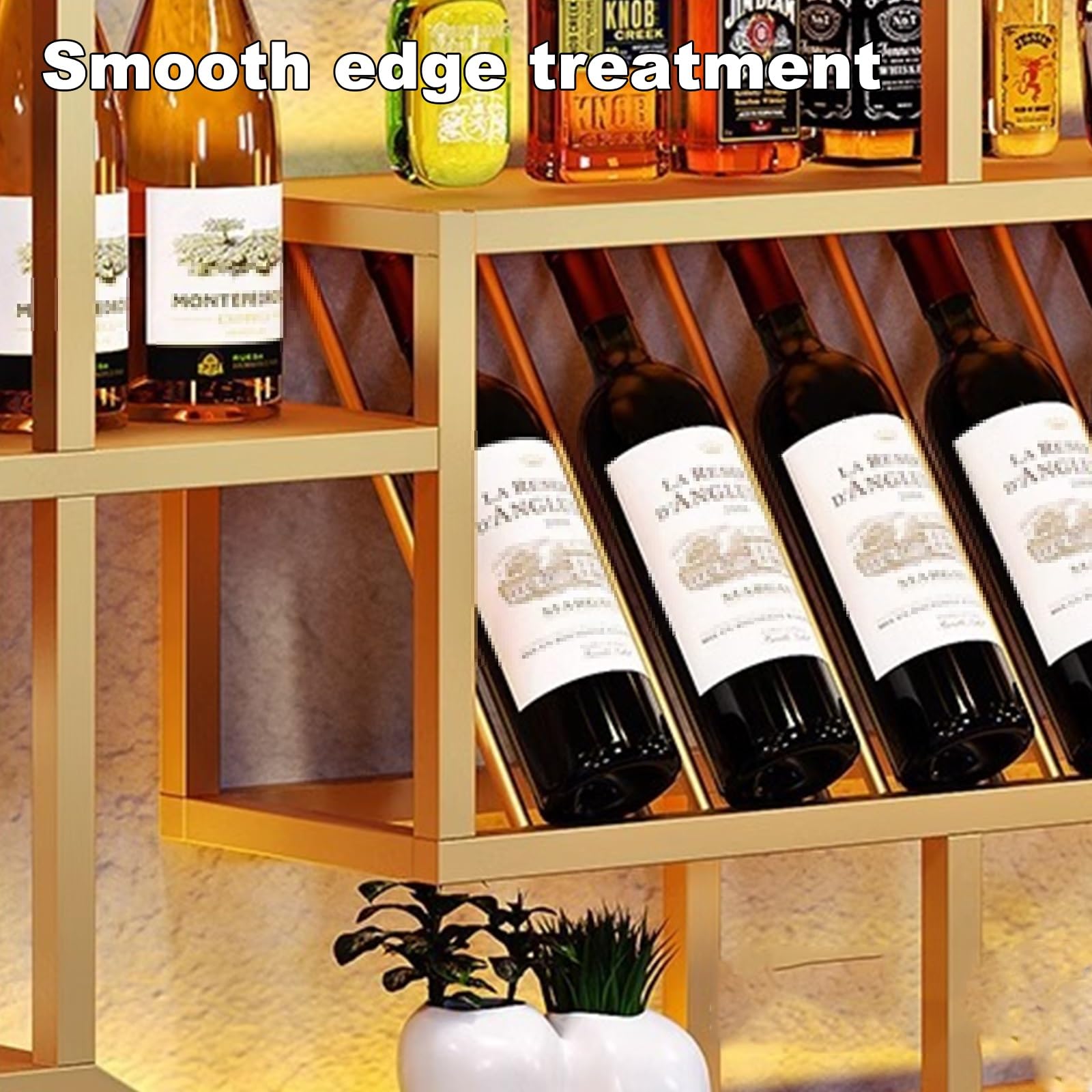 Botellero Vino Pared Botellero Moderno de Hierro Lacado a Alta Temperatura, Wall Mounted Wine Rack con Luces Led y Portavasos para Cocina, Comedor, Bar(120 * 20 * 125cm)