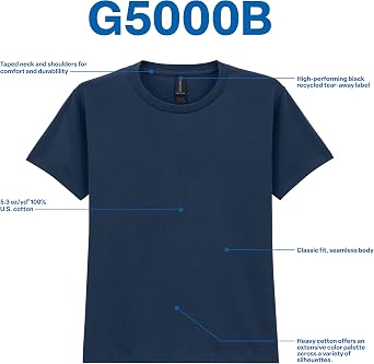 Gildan Unisex-Child Gildan Youth Heavy Cotton T-Shirt, Style G5000b, 2-Pack