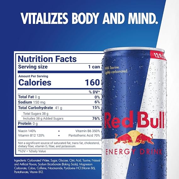 Red Bull Energy Drink, 114mg Caffeine | Taurine & B Vitamins | 12 Fl Oz | Pack of 8 Cans