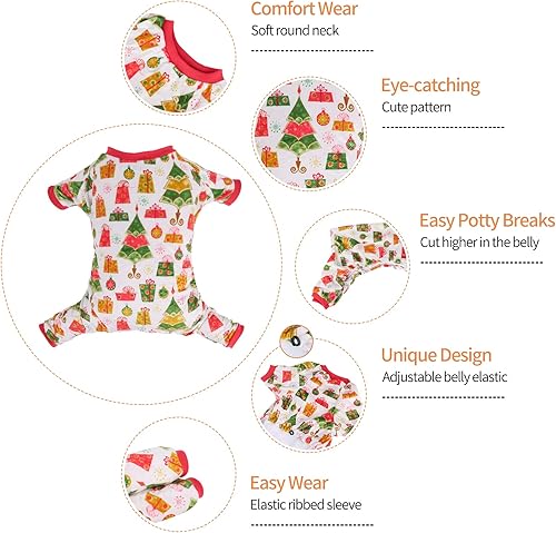 Miniatura 2 de CuteBone - Pijamas para perros con árbol de Navidad, ropa para perros, overol para mascotas, pijama P17S S